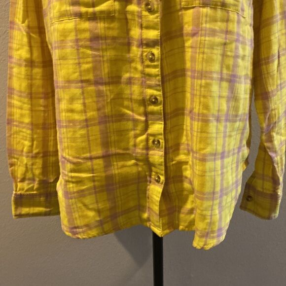 NWOT Anthropologie x Seen Worn Kept Plaid Buttondown Top Shirt in Yellow Size 6 - Picture 8 of 16